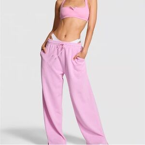 Victoria’s Secret Pink Campus Fleece Wide-Leg Split-Hem Sweatpants